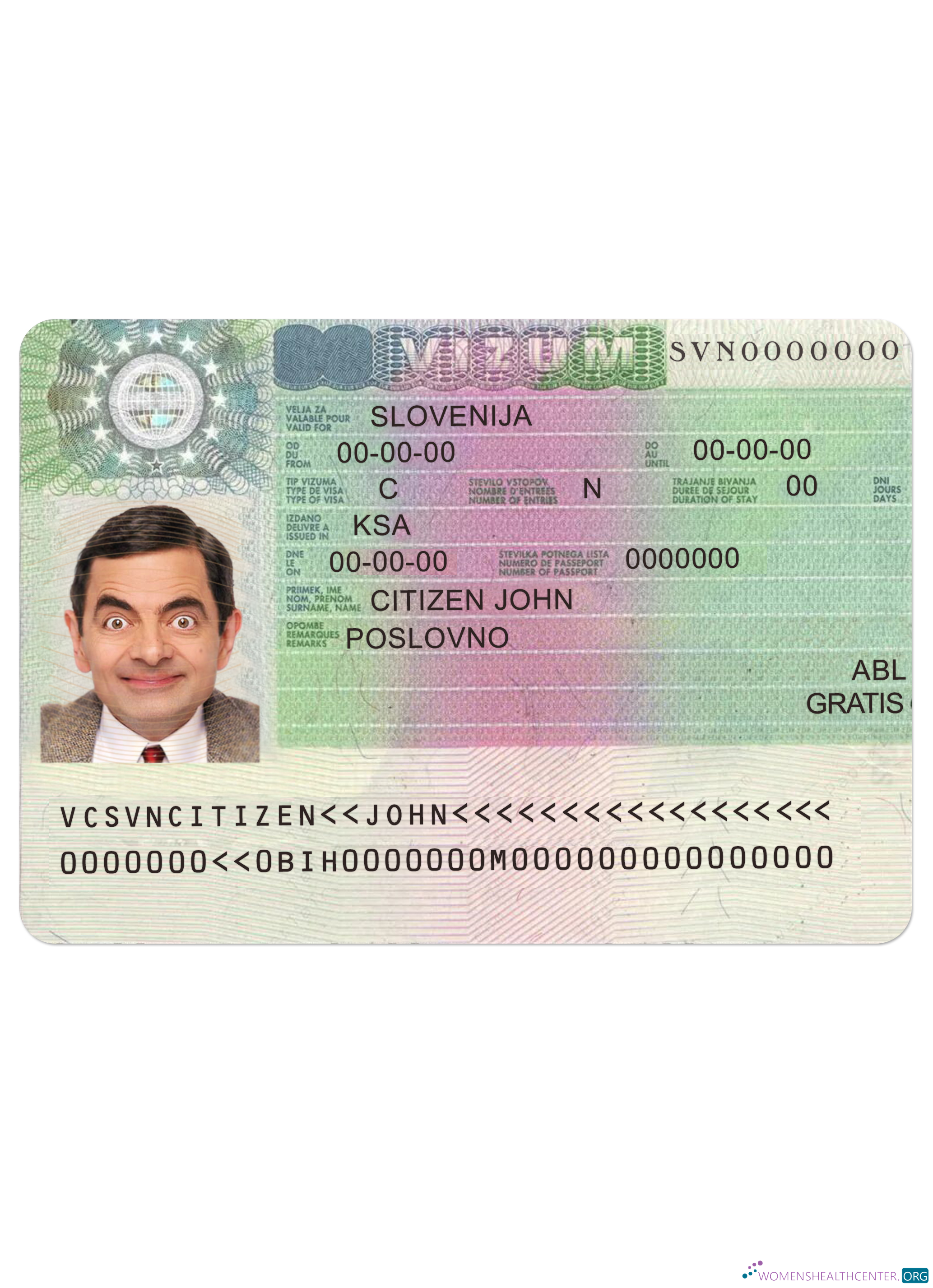 Download SLOVENIA schengen visa Photoshop template